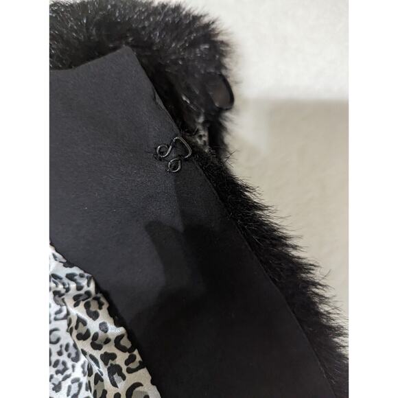 Peter NYGard Black Faux Fur Vest Studded Collar & Animal Print Lining Size M - Picture 7 of 11